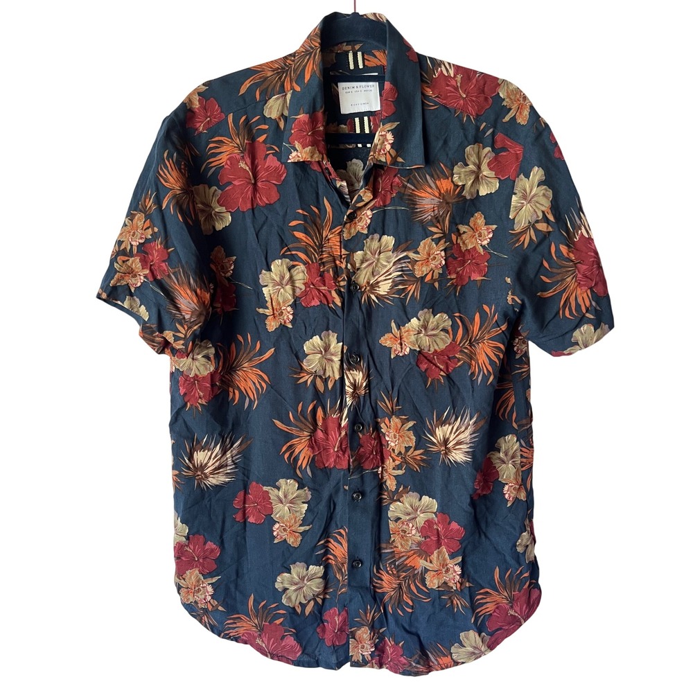 Denim &‎ Flower Ricky Singh Men's Floral Hawaiian Viscose Shirt Small